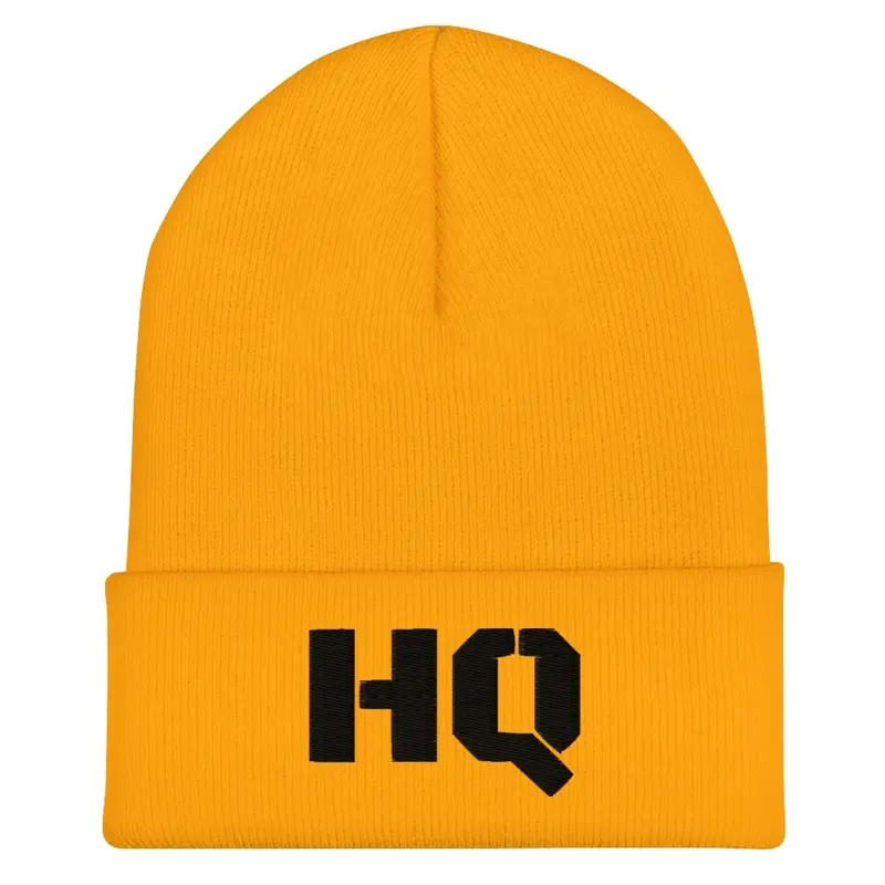 Yellow HQ Beanie with Black Logo