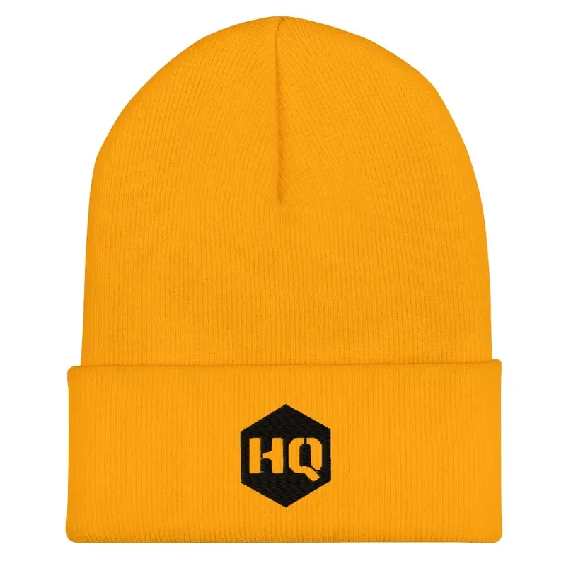 Yellow HQ Beanie with Hive Logo in Black